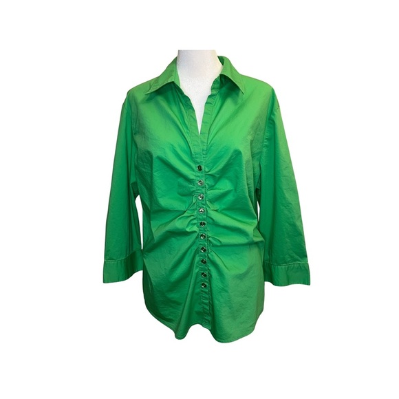 New York & Company Tops - New York & Company Stretch Light Green Women Button Down Up Blouse Top Size XL